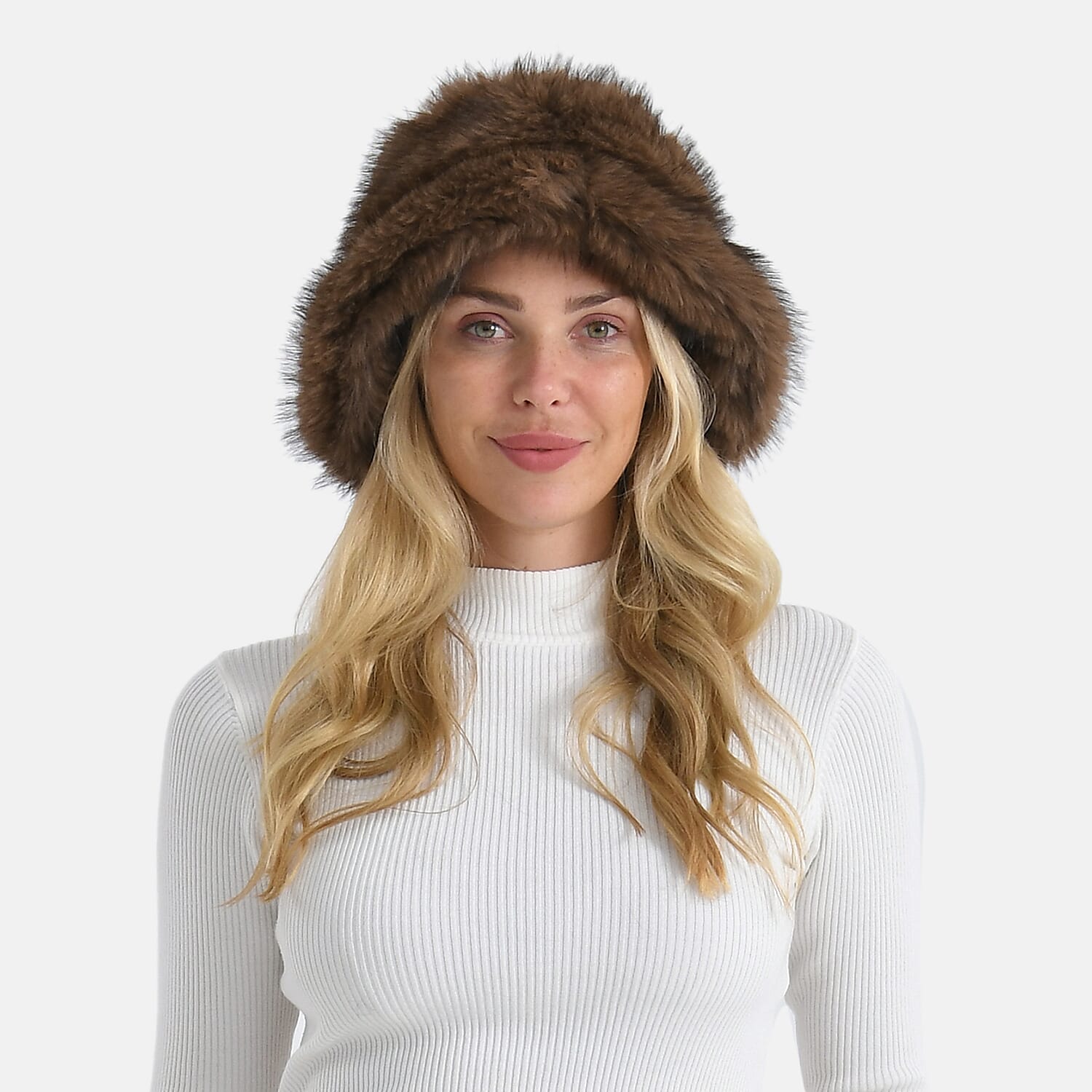 Styled By Faux Fur Bucket Hat (36x17 Cm) - Light Brown