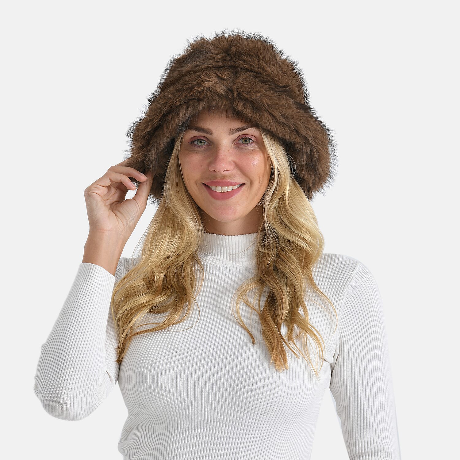 Styled By Faux Fur Bucket Hat (36x17 Cm) - Light Brown
