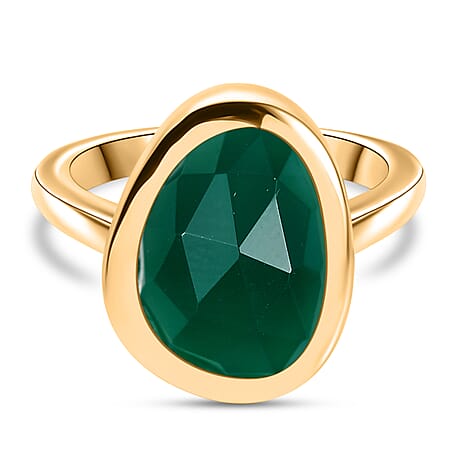 D'Joy Green Onyx Solitaire Ring in 18K YG PlatingSterling Silver  7.331  Ct.