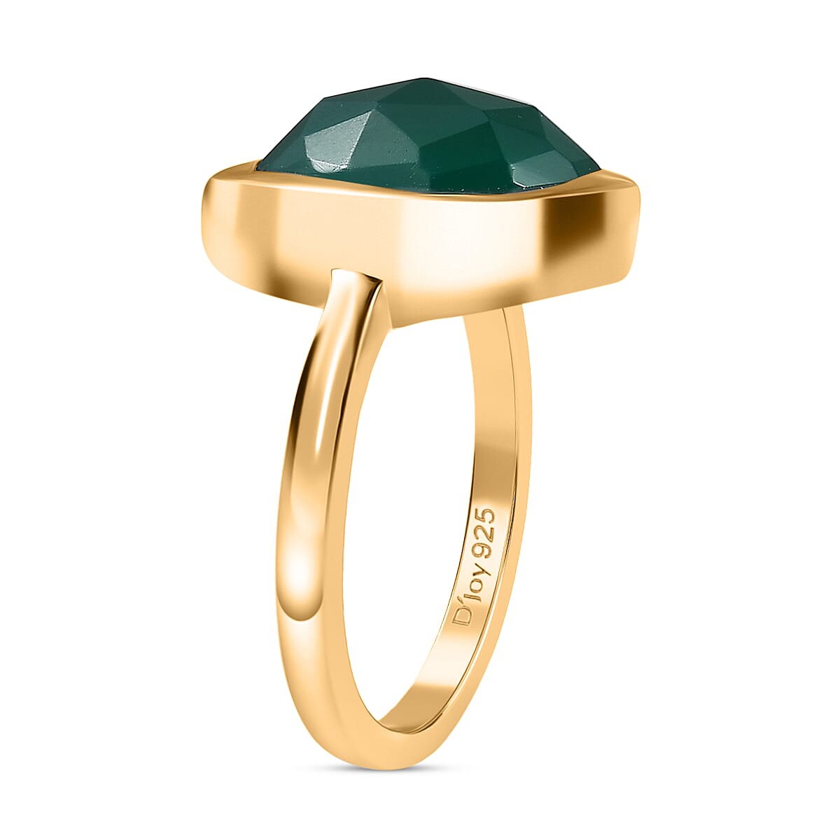 D'Joy Green Onyx Solitaire Ring in 18K YG PlatingSterling Silver  7.331  Ct.