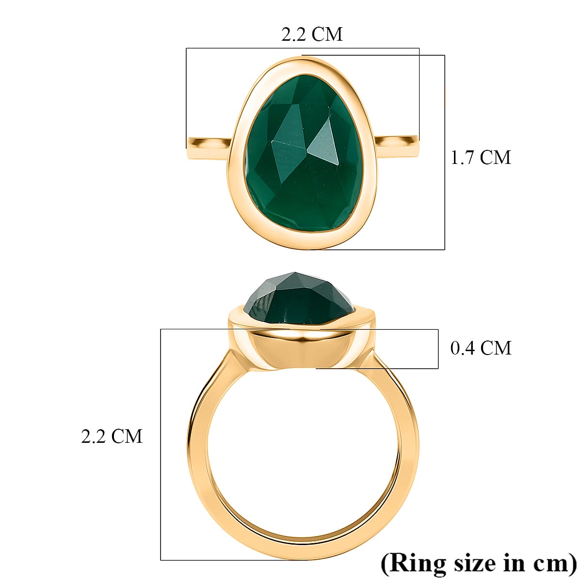 D'Joy Green Onyx Solitaire Ring in 18K YG PlatingSterling Silver  7.331  Ct.