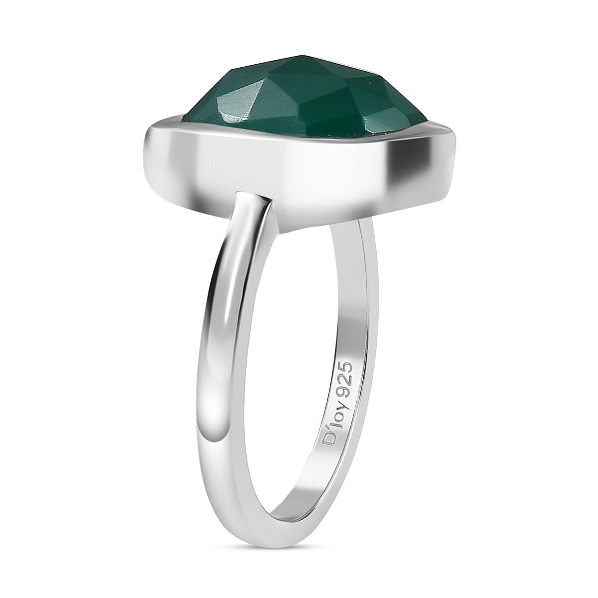 D'Joy Green Onyx Solitaire Ring in Platinum OverlaySterling Silver  7.331  Ct.