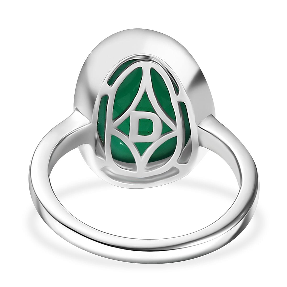 D'Joy Green Onyx Solitaire Ring in Platinum OverlaySterling Silver  7.331  Ct.