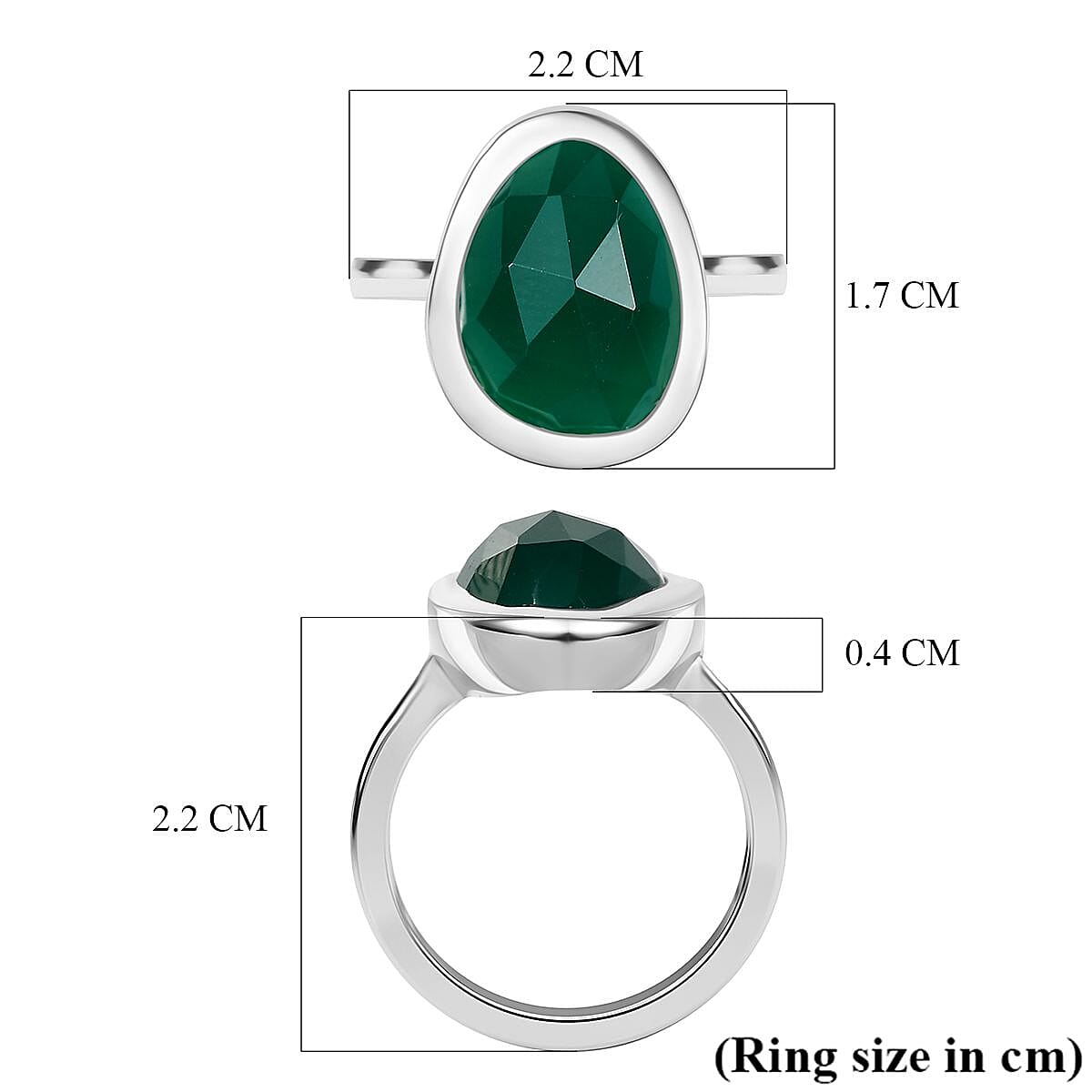 D'Joy Green Onyx Solitaire Ring in Platinum OverlaySterling Silver  7.331  Ct.