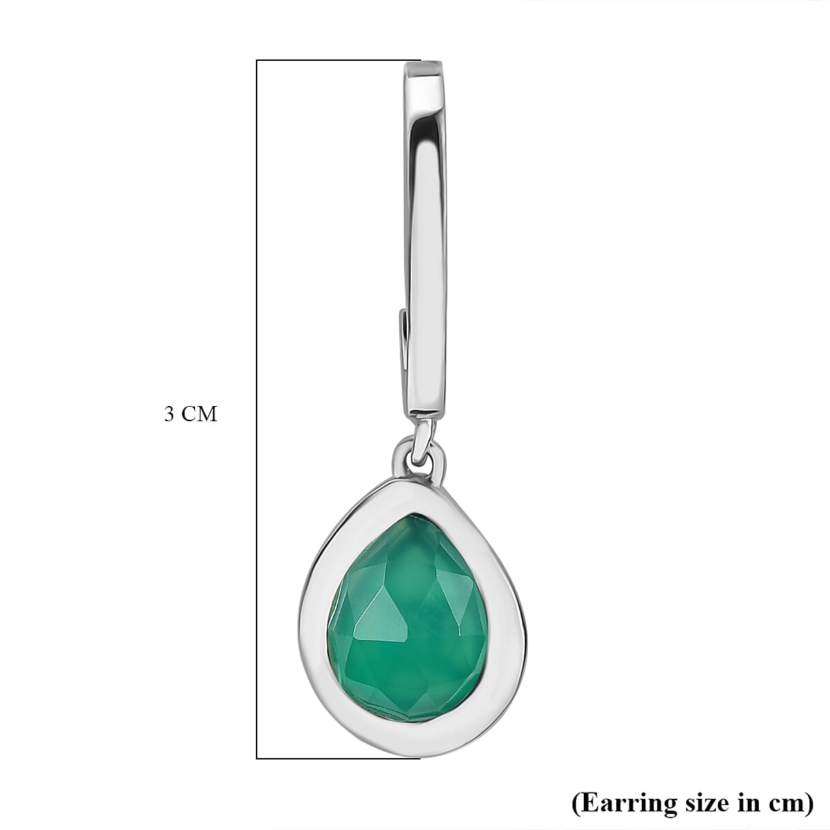 D'Joy Verde Onyx Solitaire Stud Push Post Earring in Platinum Overlay Sterling Silver 3.24 Ct.