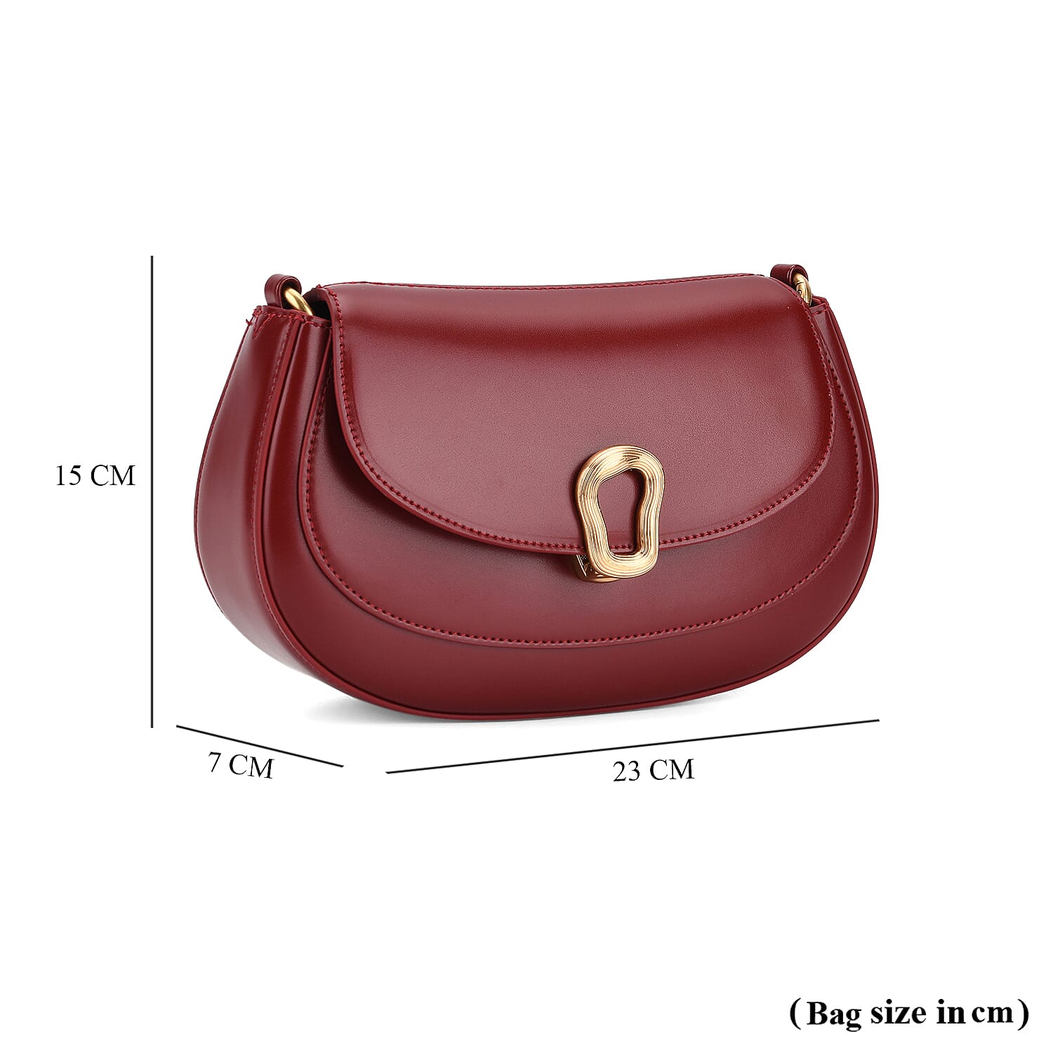 Grand Pelle Genuine Leather Saddle Crossbody Bag - Red