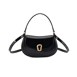 Grand Pelle Genuine Leather Saddle Crossbody Bag - Red