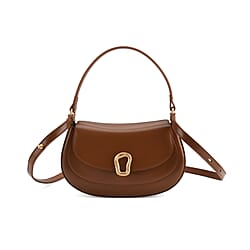 Grand Pelle Genuine Leather Saddle Crossbody Bag - Red