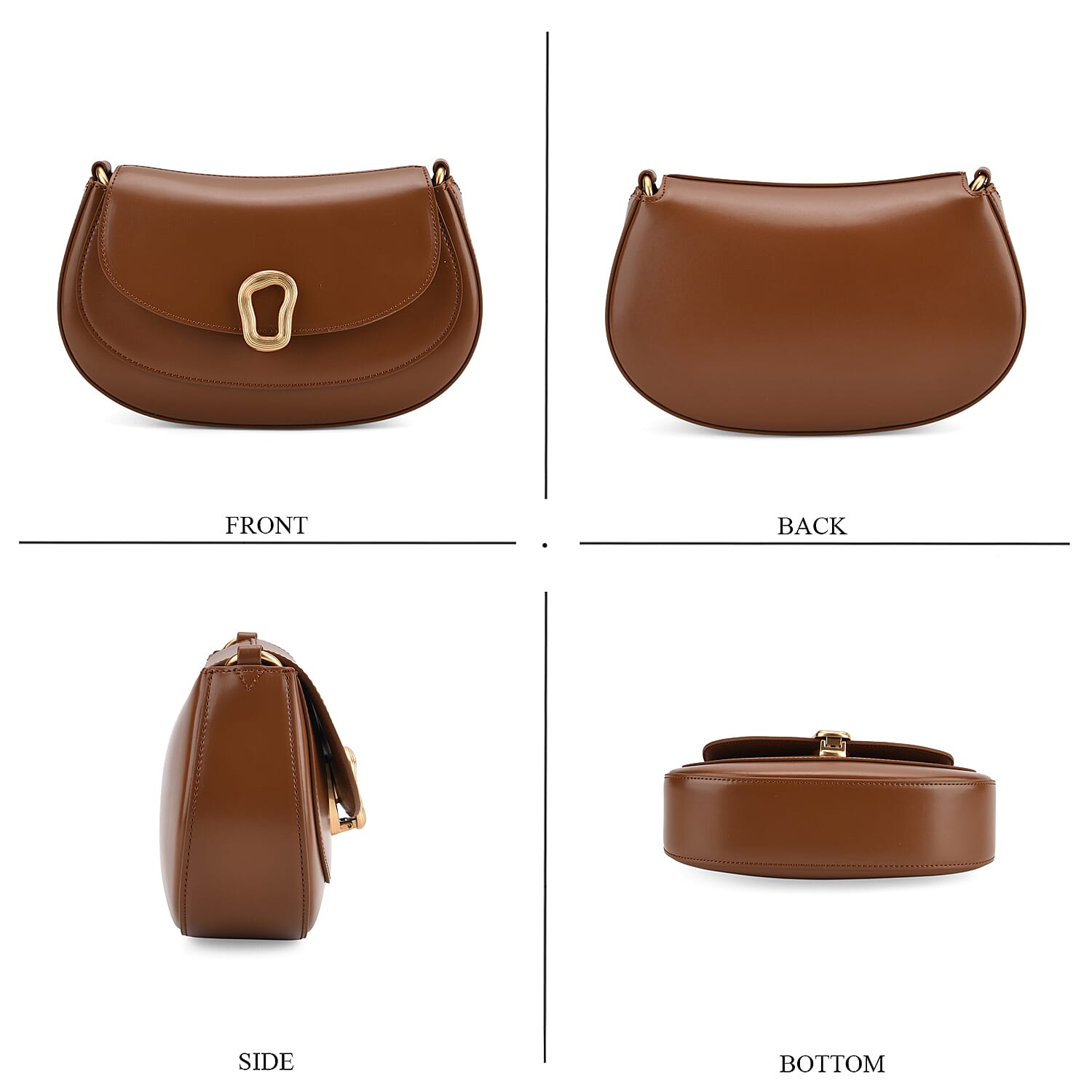 Grand Pelle Genuine Leather Saddle Crossbody Bag - Tan