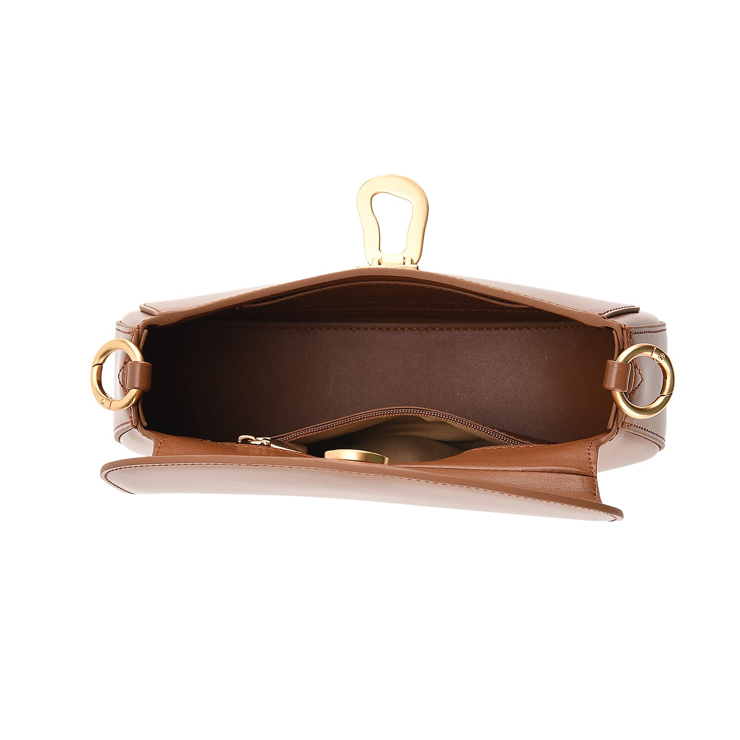 Grand Pelle Genuine Leather Saddle Crossbody Bag - Tan