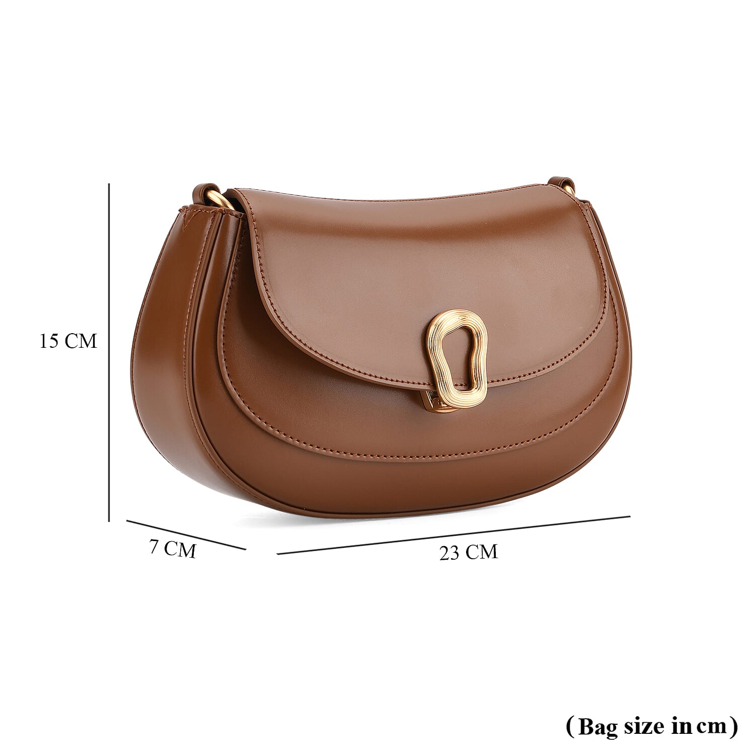 Grand Pelle Genuine Leather Saddle Crossbody Bag - Tan