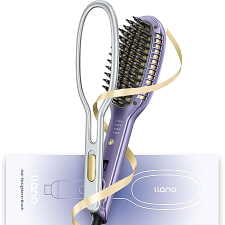 BEAUTY CLOSEOUT OFFER - llano Hair Straightener and Styling Brush (30 Million Ions) - Purple