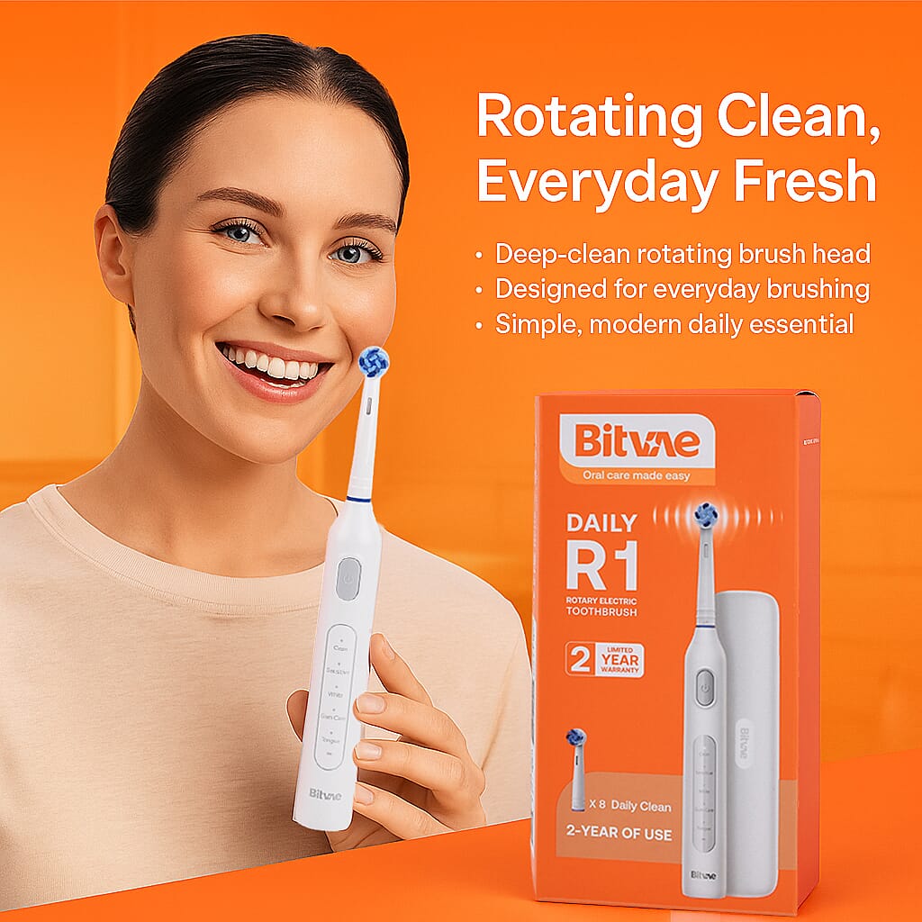 Bitvae- Electric Toothbrush with 60-Day Battery Life | 5 Modes, USB Charging & 8 Dupont Brush Heads (IPX7)