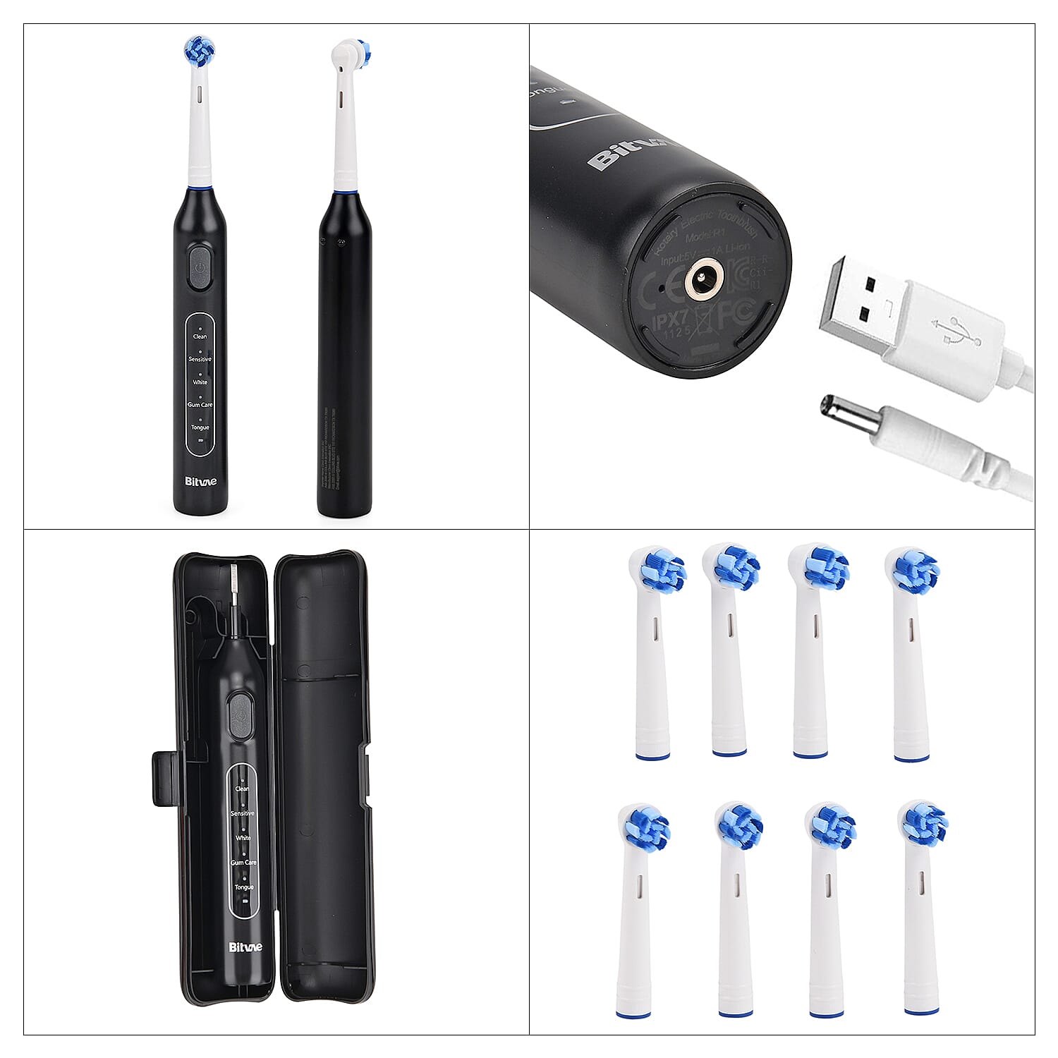 Bitvae-Toothbrush with 60-Day Battery Life | 5 Modes, USB Charging & 8 Dupont Brush Heads (IPX7)