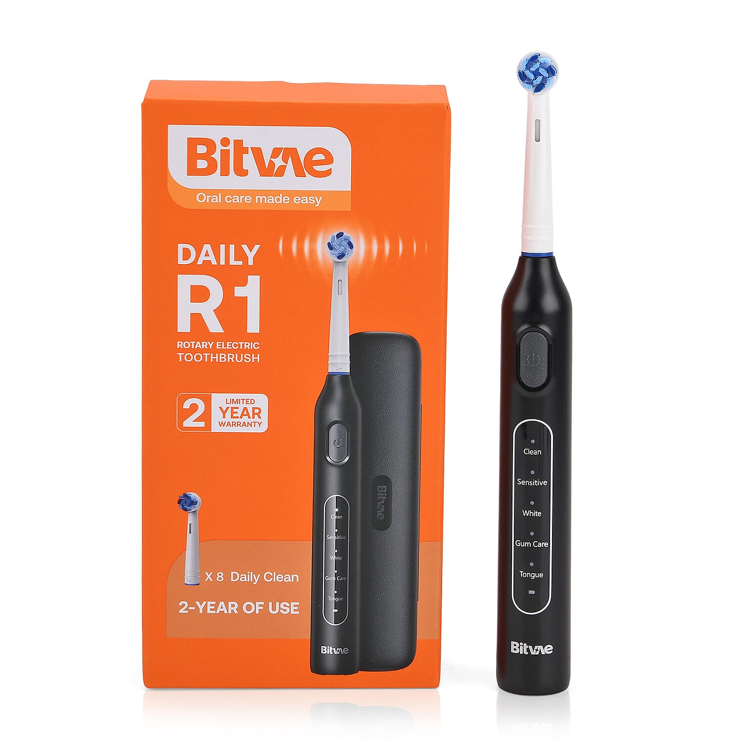 Bitvae- Sonic Electric Toothbrush with 60-Day Battery Life | 5 Modes, USB Charging & 8 Dupont Brush Heads (IPX7)