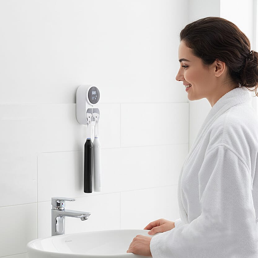 LED Smart Screen Toothbrush Sanitizer & Dryer | 30-Day Battery (1800mAh) & Automatic 3H Cleaning Cycle