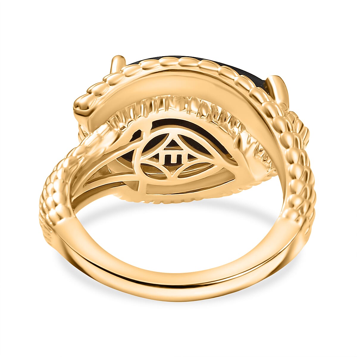 EverTrue Red Tiger Eye Solitaire Ring in Yellow Gold Plated 7.22 Ct.