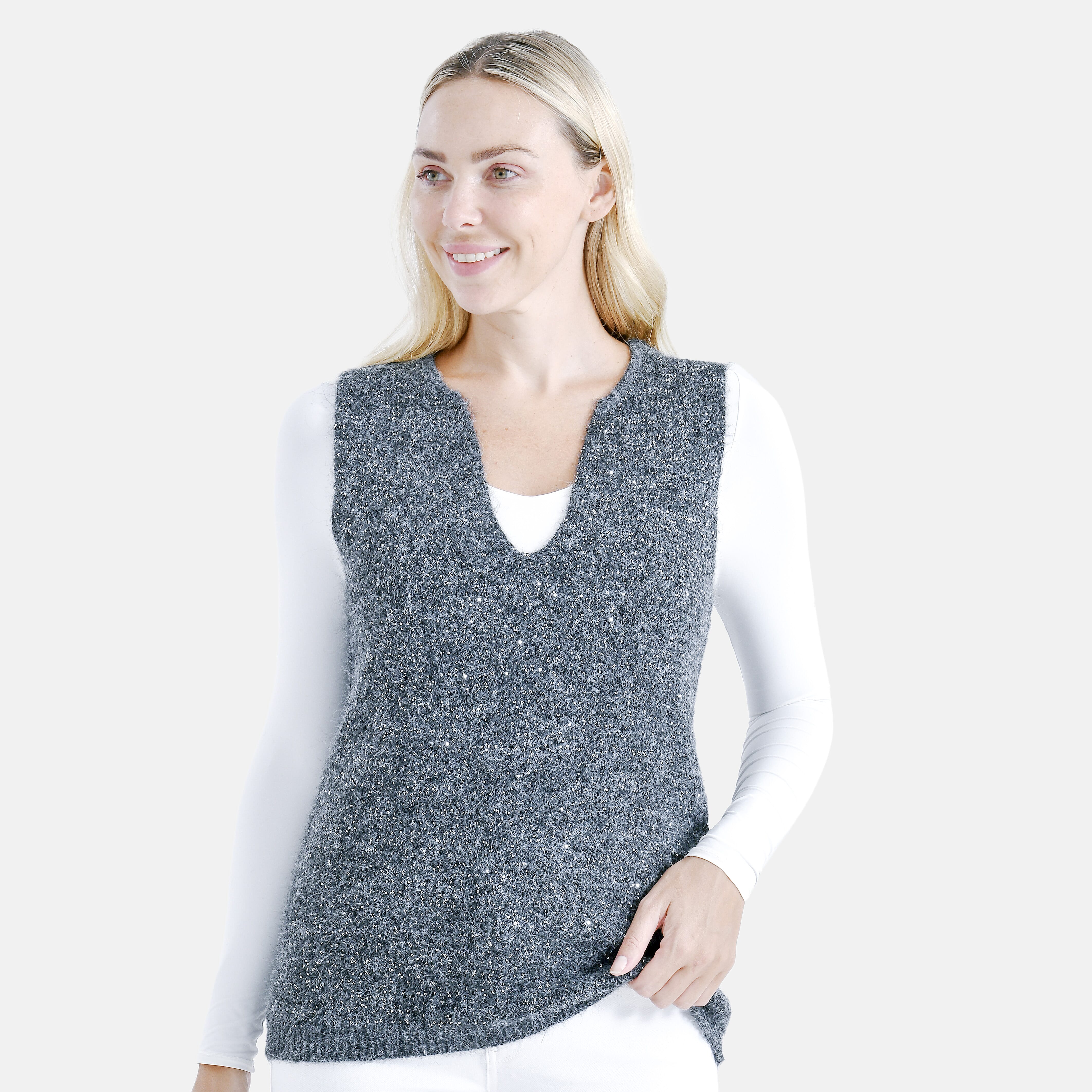 - Maisi Sequin Supersoft Vest (One Size, 8-16) - Dark Grey