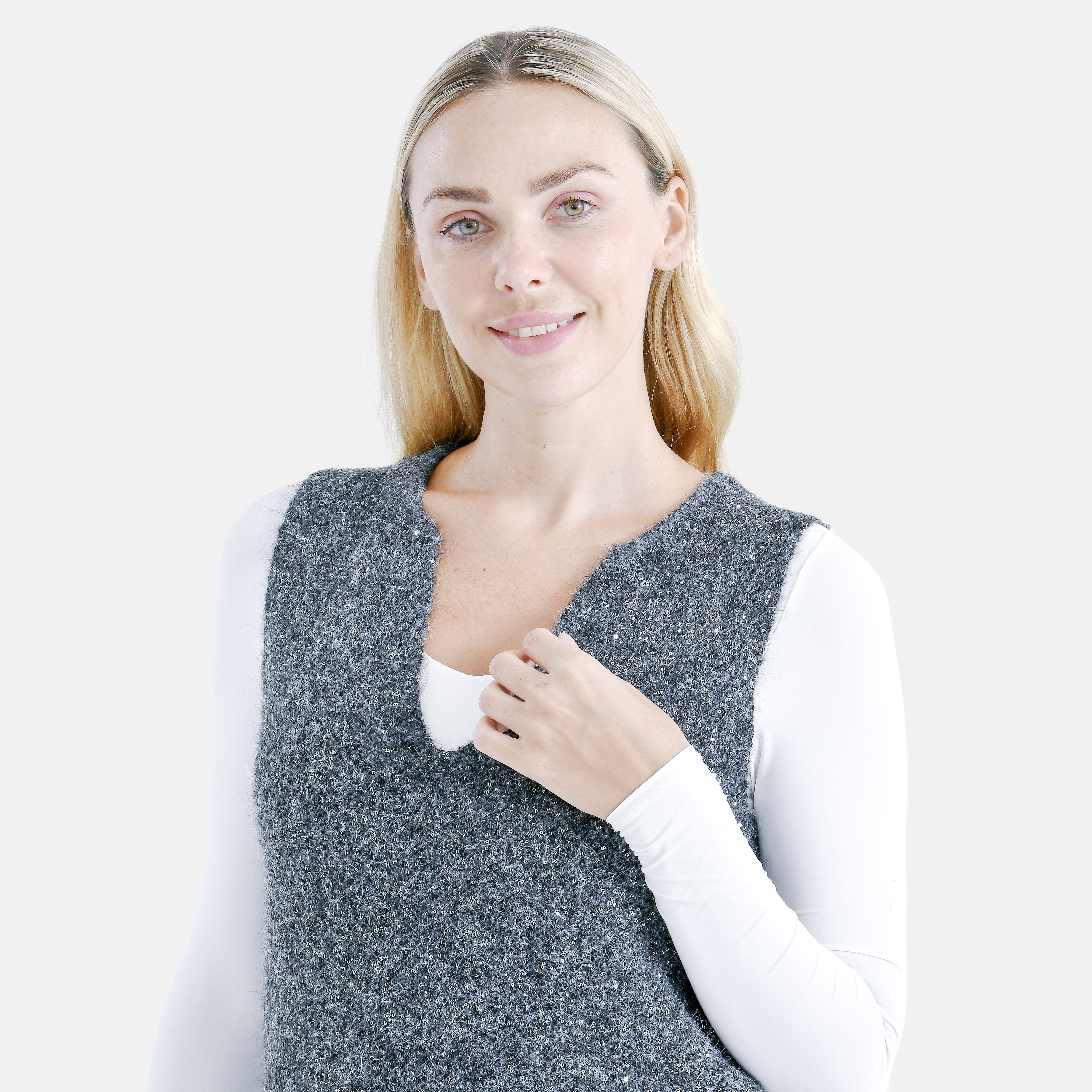 - Maisi Sequin Supersoft Vest (One Size, 8-16) - Dark Grey