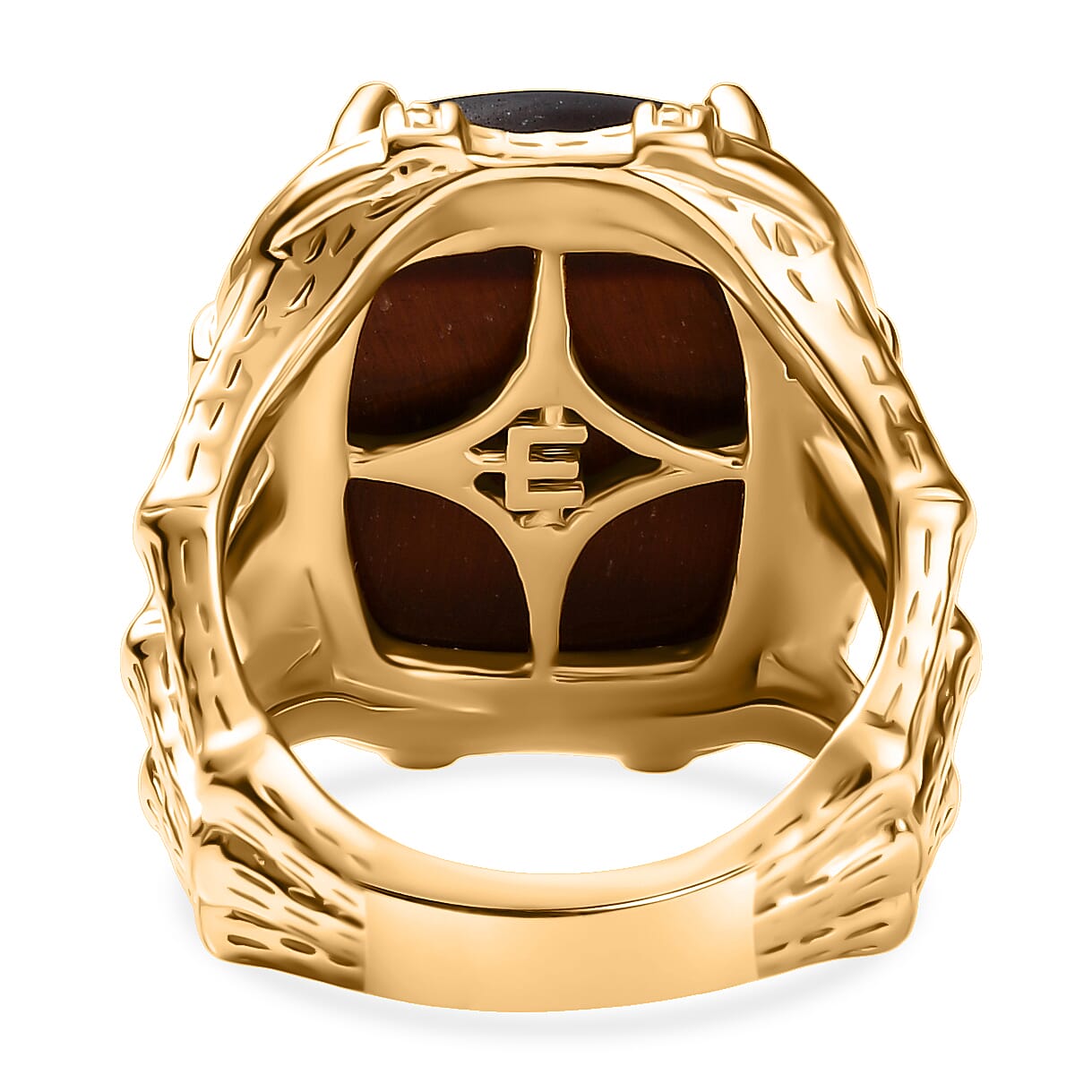 EverTrue Red Tiger Eye Solitaire Ring in Yellow Gold Plated 14.58 Ct.