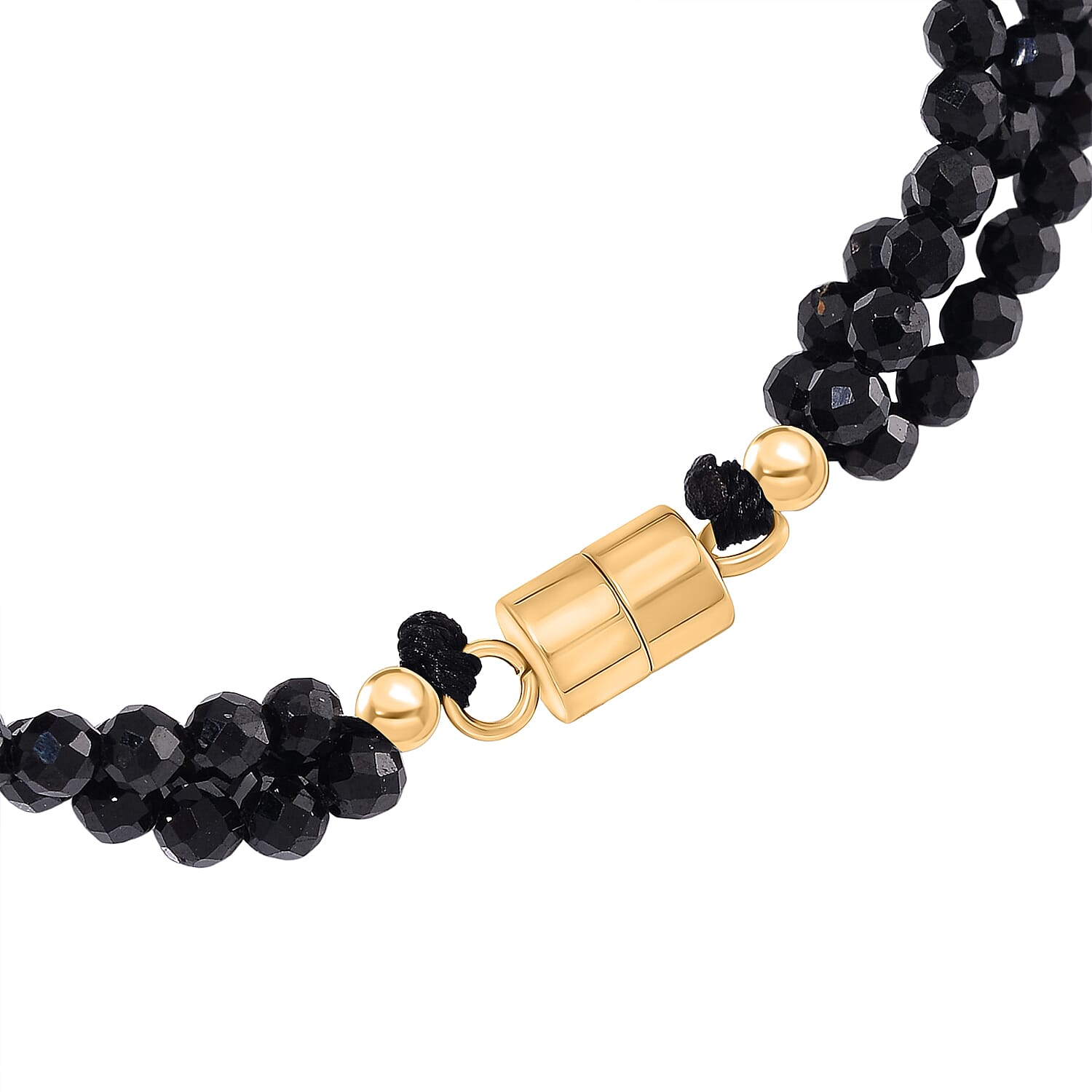 Golden Fresh Water Pearl & Black Spinel Beads Bracelet (Size 7.5) in Yellow Gold Plated 40.00 Ct.