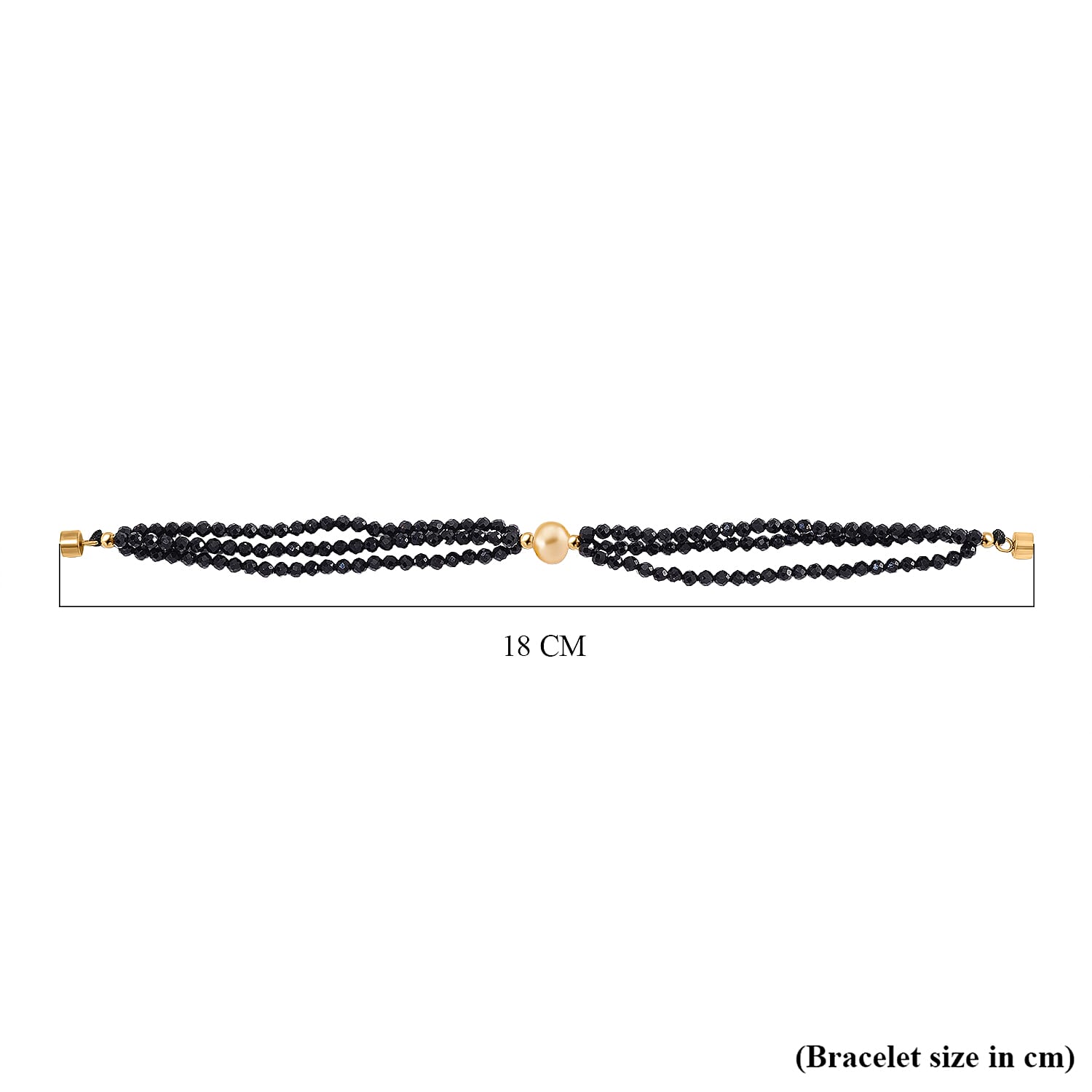 Golden Fresh Water Pearl & Black Spinel Beads Bracelet (Size 8) with Magnetic Lock in Yellow Gold Plated 45.00 Ct.