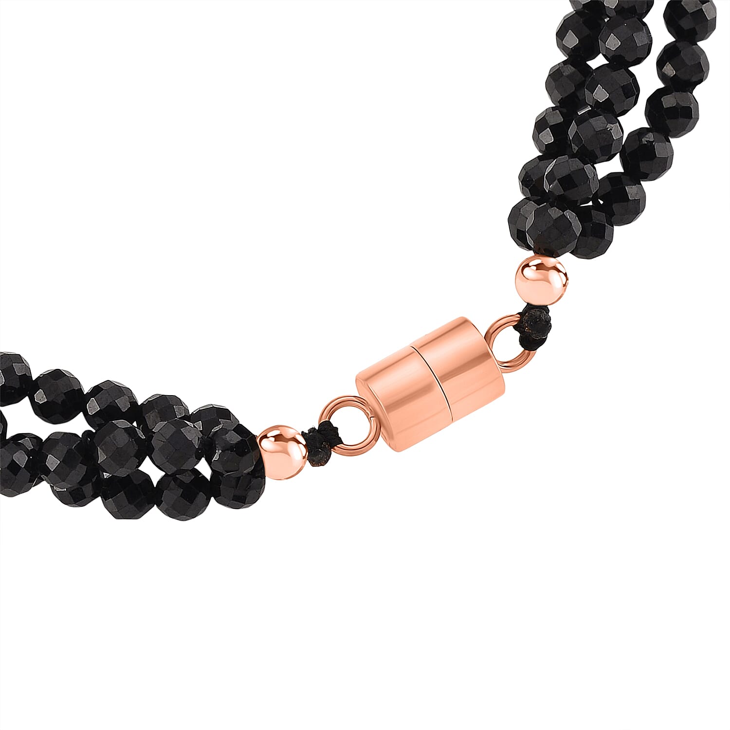 Peach Fresh Water Pearl & Black Spinel Bracelet (Size 8 with Magnetic Clasp) in Rose Gold Plated 45.00 Ct.