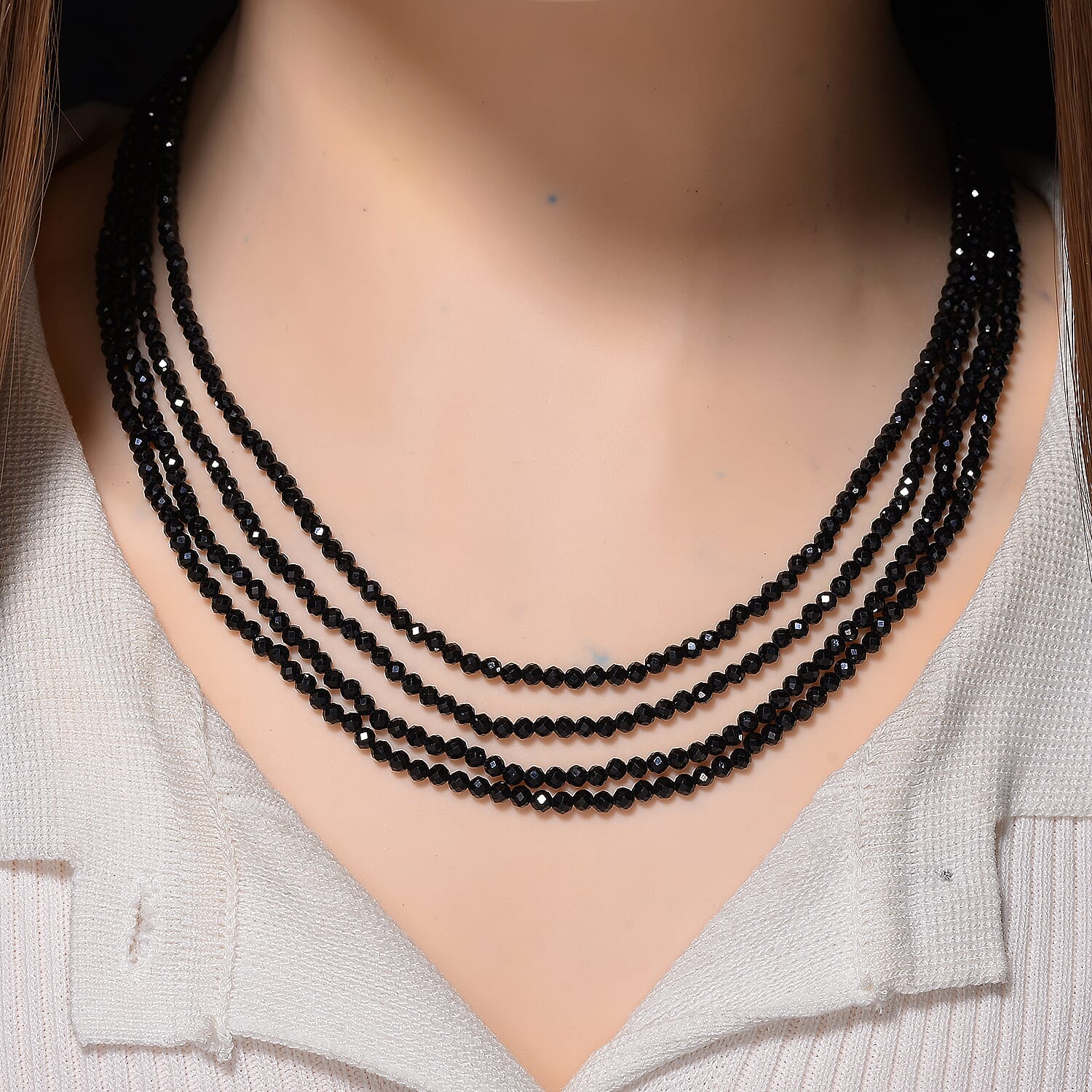 Natural Thai Black Spinel Stone Necklace (Size 100) 240.00 Ct.