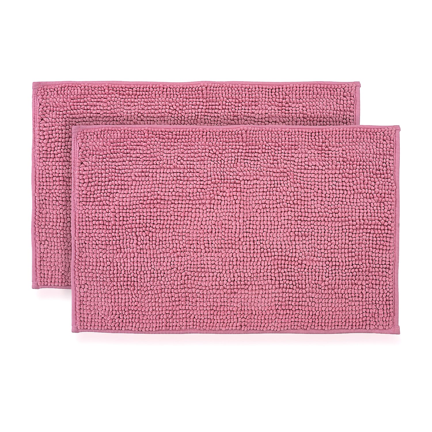 Set of 2 Super Soft Chenille Bath Mats (40 x 60 cm) - Pink