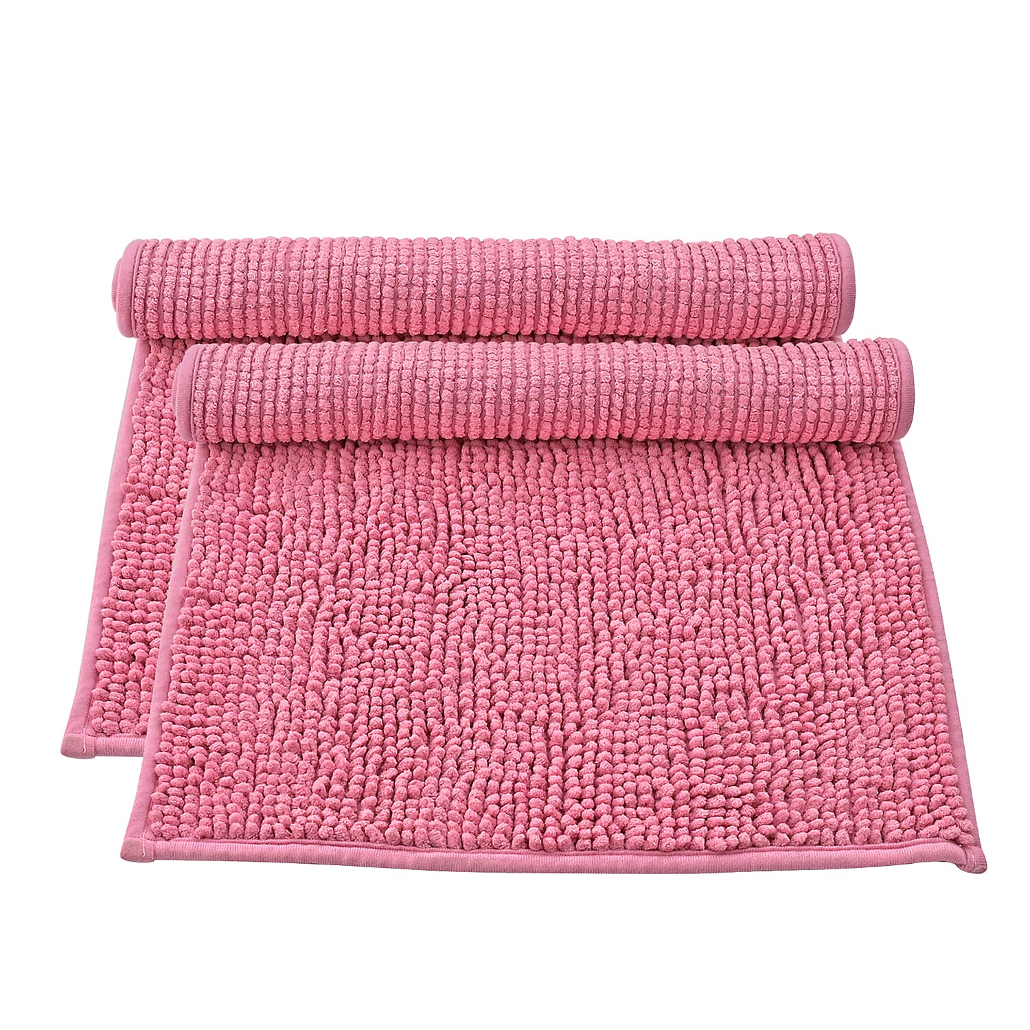 Set of 2 Super Soft Chenille Bath Mats (40 x 60 cm) - Pink