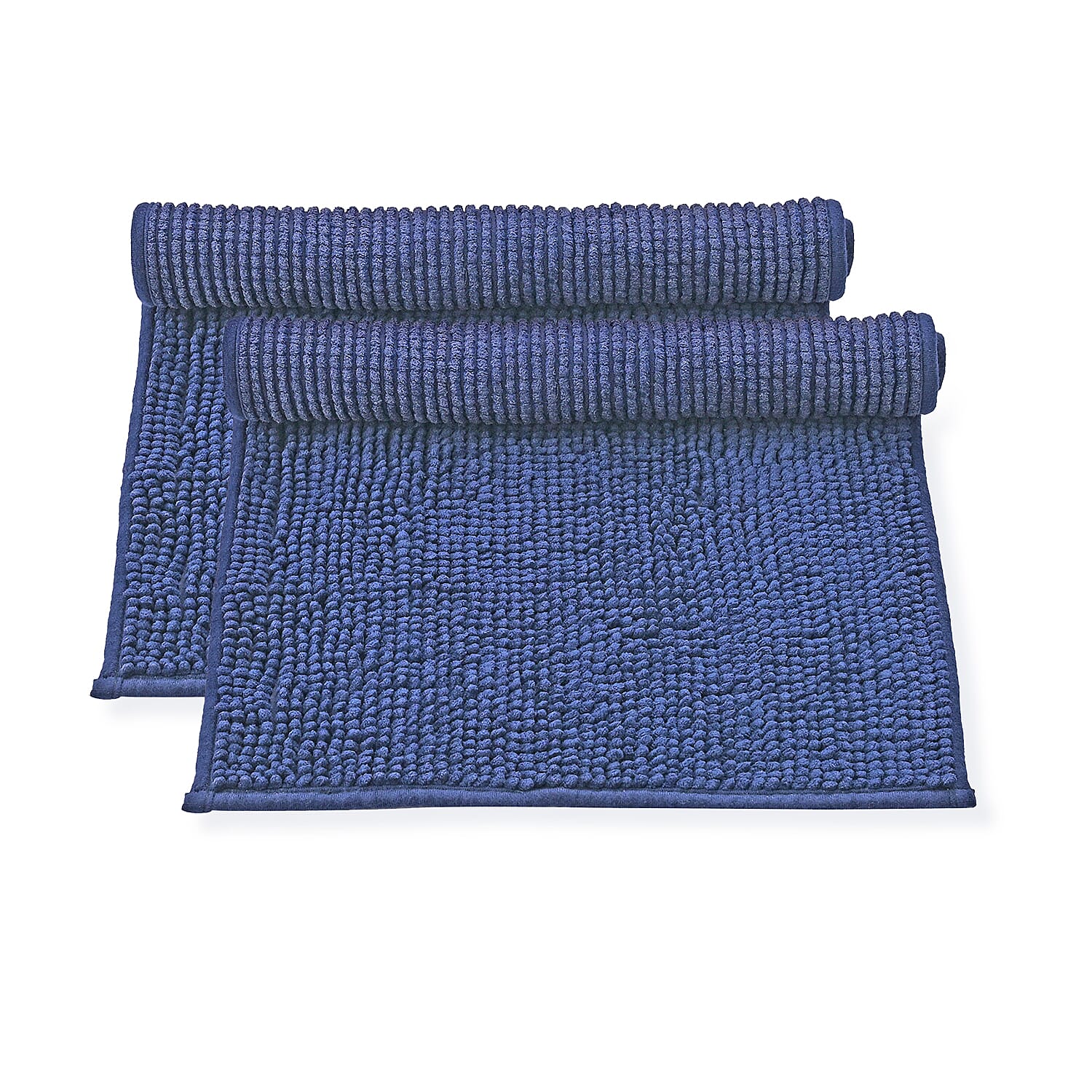Set of 2 Super Soft Chenille Bath Mats (40 x 60 cm) - Navy