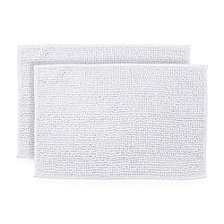 Set of 2 Super Soft Chenille Bath Mats (40 x 60 cm) - White