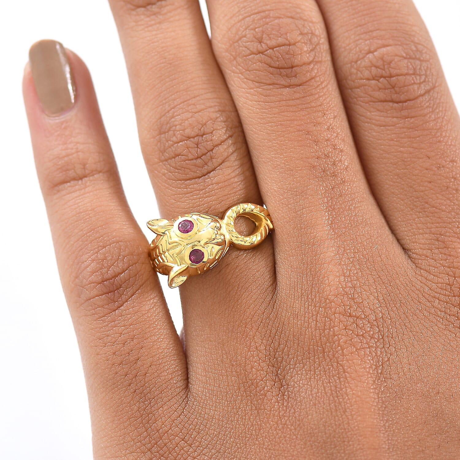 EverTrue African Ruby Fancy Ring Pure Yellow Brass  0.196  Ct.