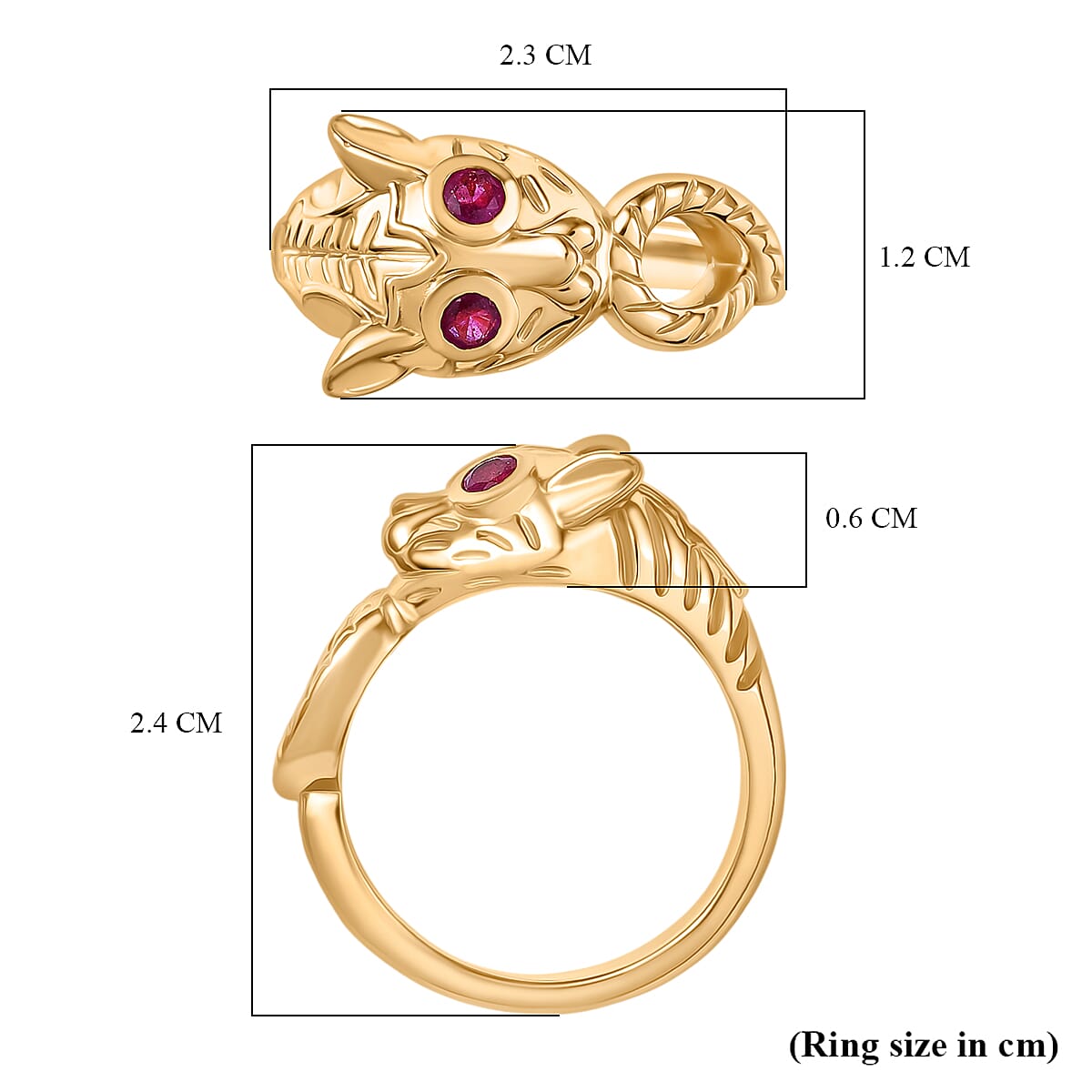 EverTrue African Ruby Fancy Ring Pure Yellow Brass  0.196  Ct.
