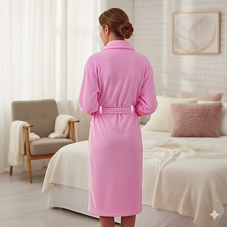 Styled By Supersoft Fleece Dressing Gown with Pockets (Size XXL) - Pink