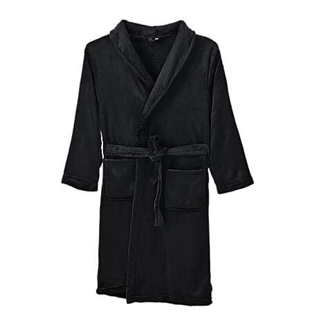 Styled By Supersoft Fleece Dressing Gown with Pockets (Size XXL) - Black