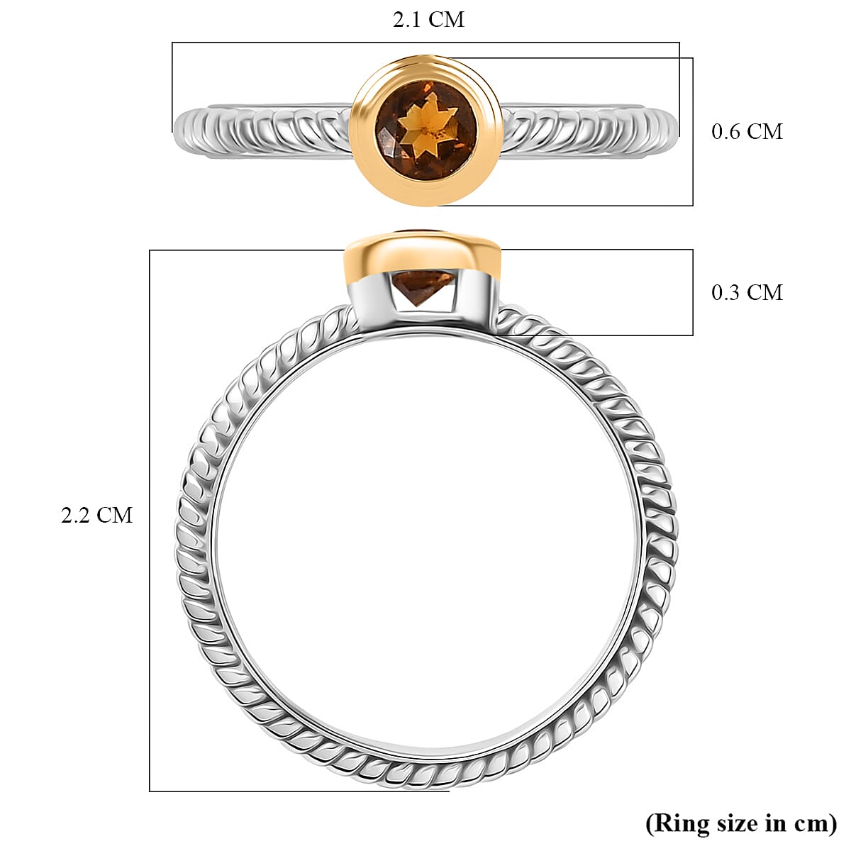 Serra Gaucha, Peridot, Madeira Citrine & African Ruby Stackable Ring in Yellow Gold Plated & Platinum Overlay Sterling Silver, Silver Wt. 5.86 Gms.