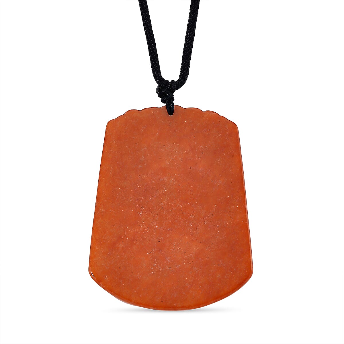 Red Jade Stone Dragon Necklace with Black Cord (Size 30 Adjustable) 210.00 Ct.