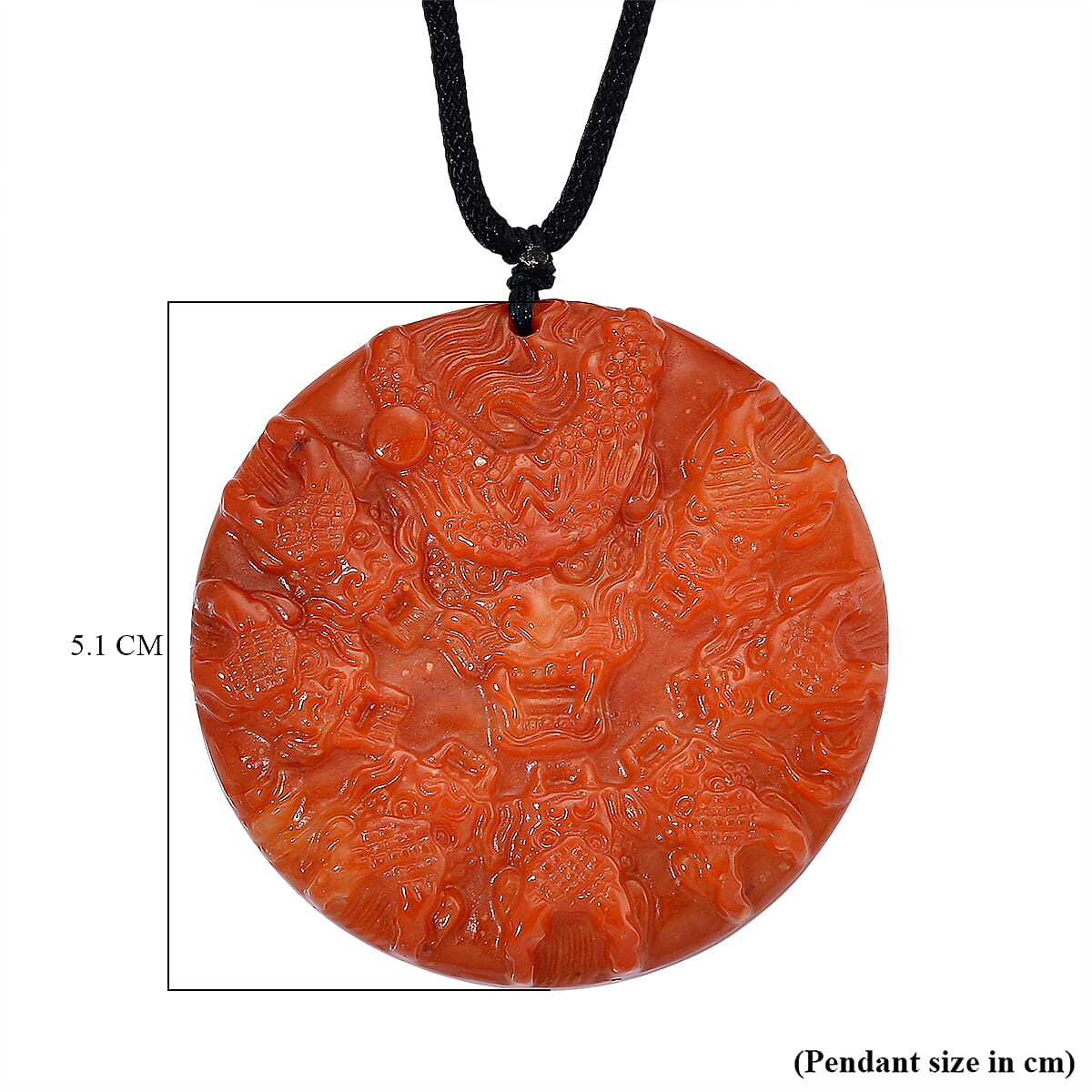 Red Jade Carved Dragon Necklace 250.00 Ct.