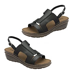 Dunlop Women's Blair Leather Wedge Open-Toe Sandal