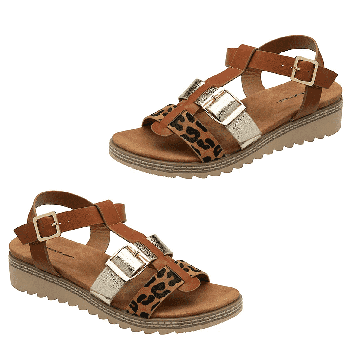 Dunlop Women's Callie Twin Strap T-Bar Buckle Sandals