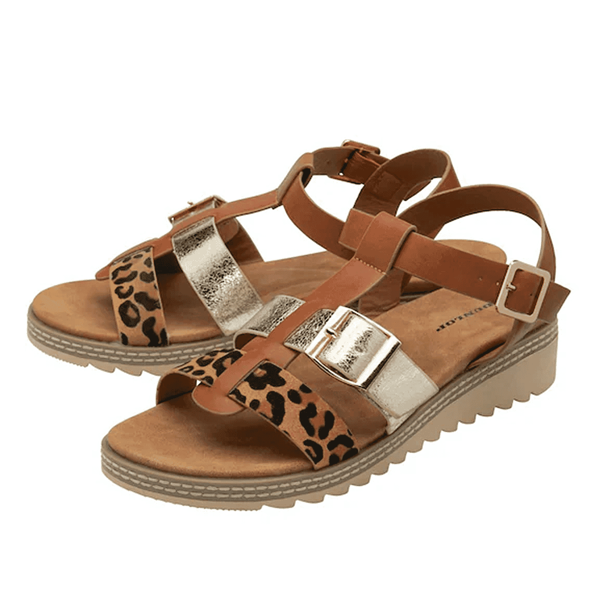 Dunlop Women's Callie Twin Strap T-Bar Buckle Sandals