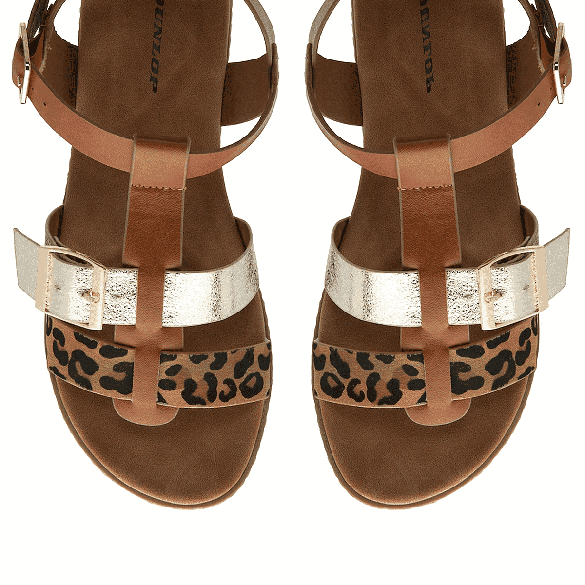 Dunlop Women's Callie Twin Strap T-Bar Buckle Sandals