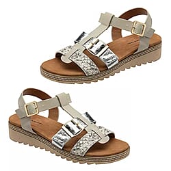 Dunlop Women's Callie Twin Strap T-Bar Buckle Sandals