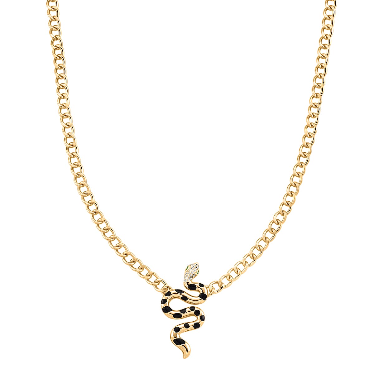 Austrian White Crystal & Austrian Green Crystal Necklace (Size - 20 - 2) in Yellow Gold Plated