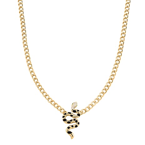 Austrian White Crystal & Austrian Green Crystal Necklace (Size - 20 - 2) in Yellow Gold Plated