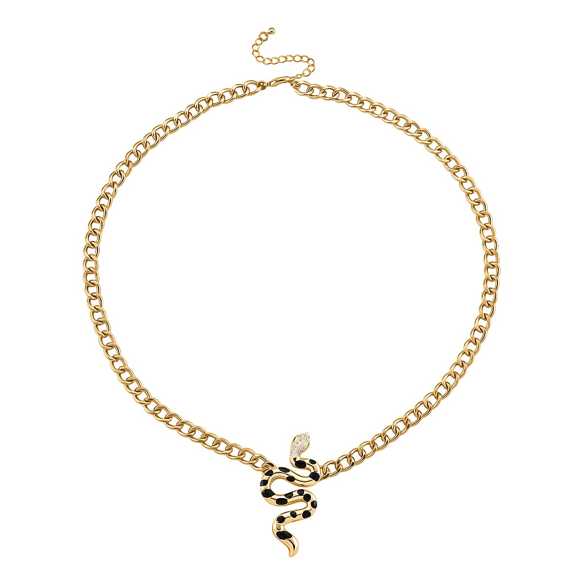 Austrian White Crystal & Austrian Green Crystal Necklace (Size - 20 - 2) in Yellow Gold Plated