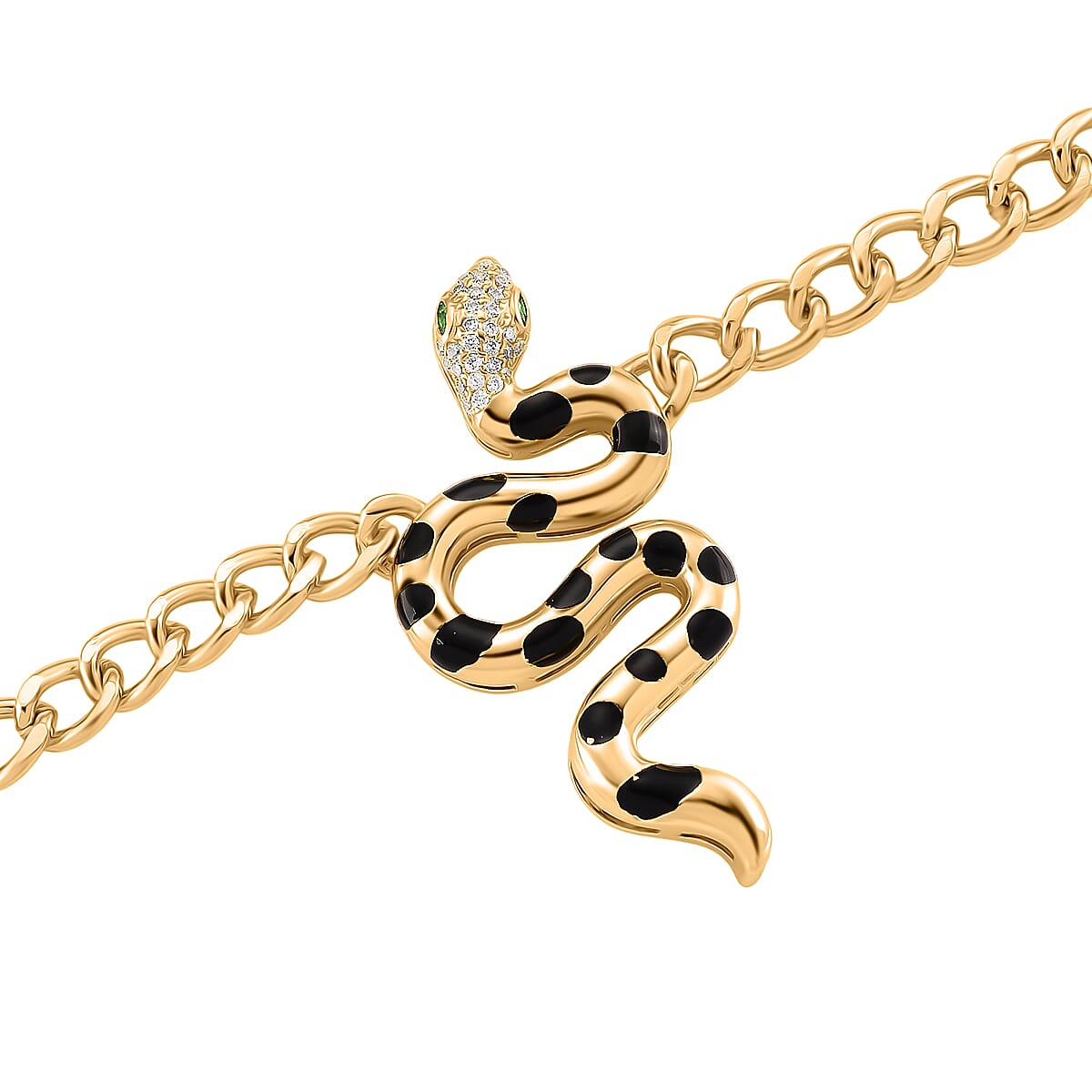 Austrian White Crystal & Austrian Green Crystal Necklace (Size - 20 - 2) in Yellow Gold Plated