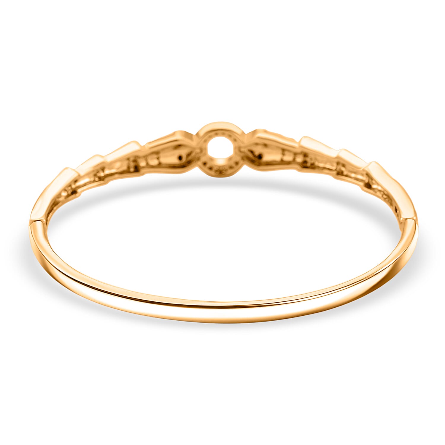 Biacco Collection - Austrian White Crystal & Austrian Black Crystal Bangle (Size 7.5) in Yellow Gold Plated