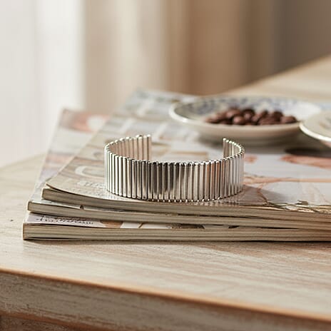 BLACK FRIDAY BLOWOUT - Designer Style Cuff Bangle in White Gold Plated